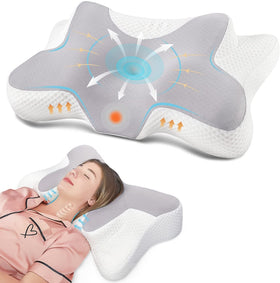 Queen Honeycomb Grey Contour Memory Foam Cervical Pillow